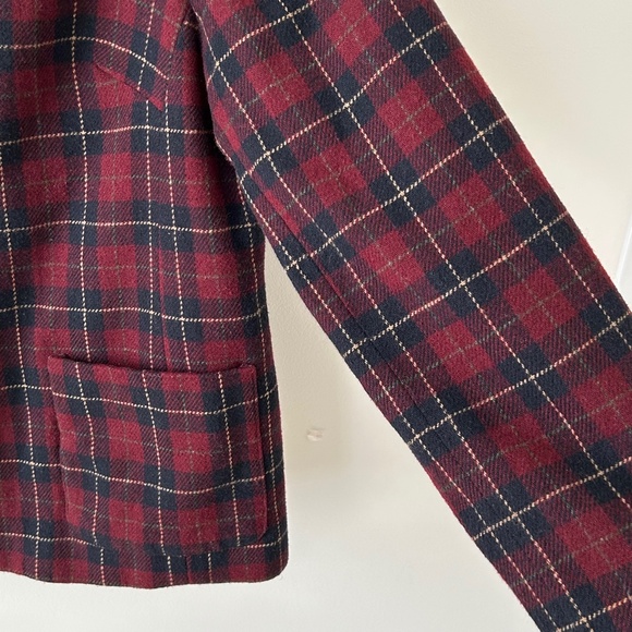 Vintage White Stag Plaid Wool Blazer - Picture 9 of 16